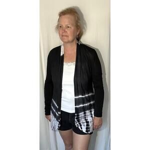 Urban X Black Tie Dye Open Cardigan Jacket Top Casual Modal Spandex Womens L